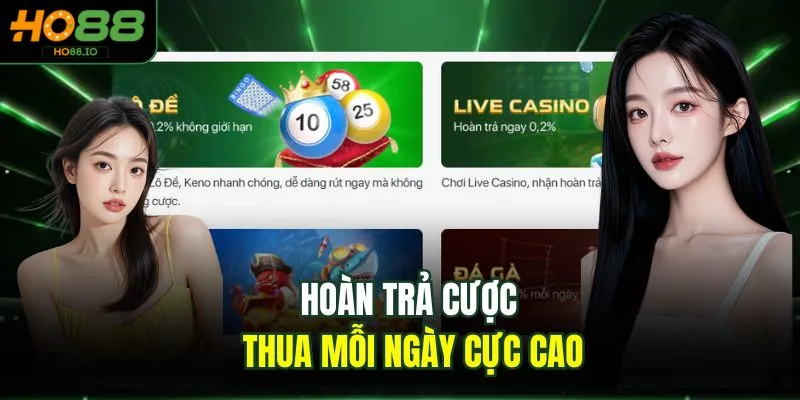 Hoàn trả cược thua mỗi ngày cực cao